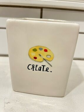 Rae Dunn Create Ceramic Pencil Holder Artist Palette Design